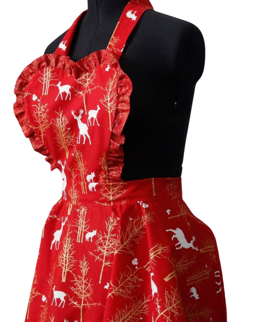 Christmas Apron for Women, Winter Woodland Animal Apron for Women