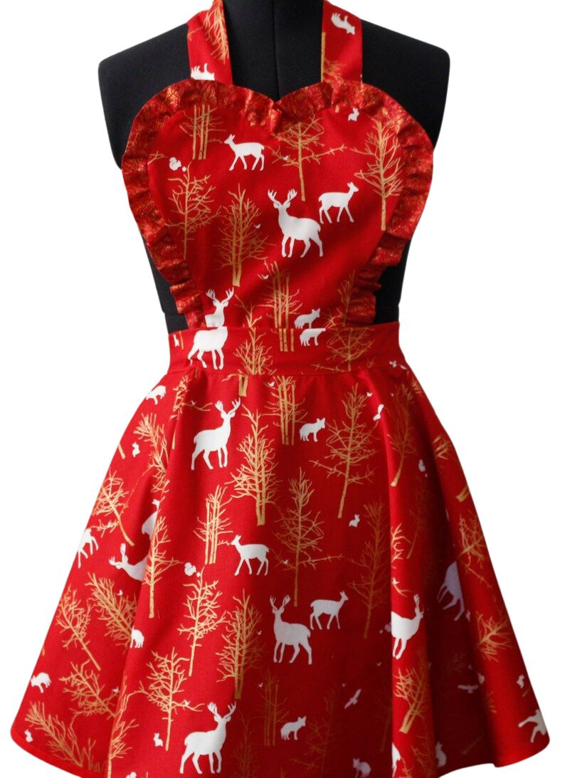 Christmas Apron for Women, Winter Woodland Animal Apron for Women