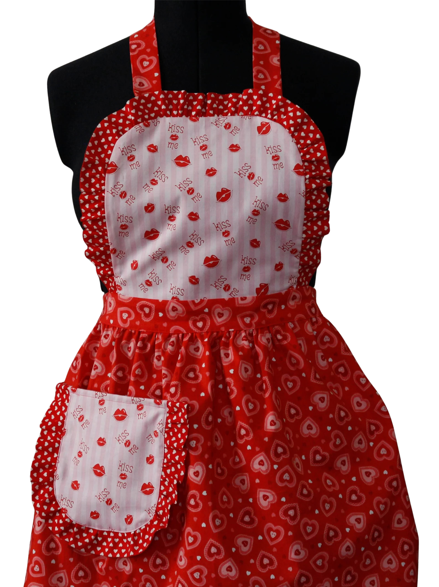 Valentine's Day Apron for Women, Hearts and Kisses Apron for Women, Hearts Apron