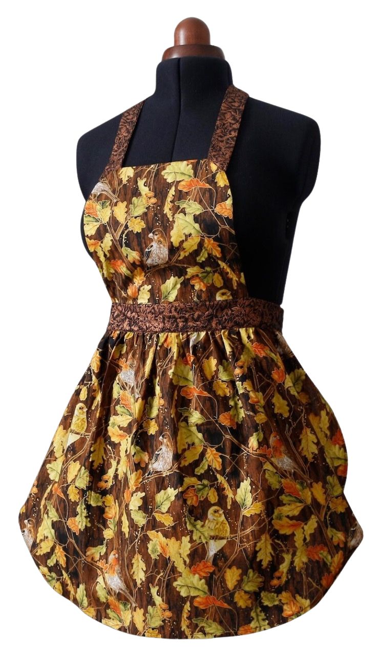 Fall Apron for Women, Autumn Apron for Women, Thanksgiving Apron, Apron with Birds