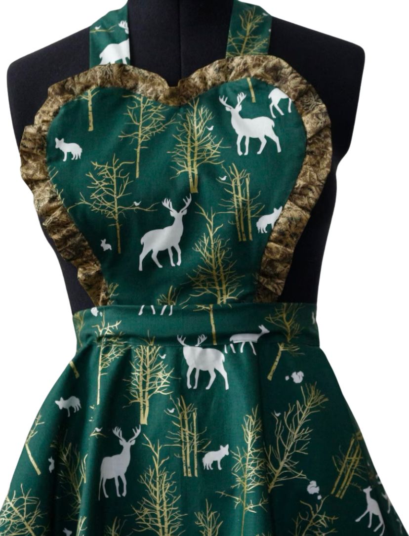 Christmas Apron for Women, Winter Woodland Animal Apron