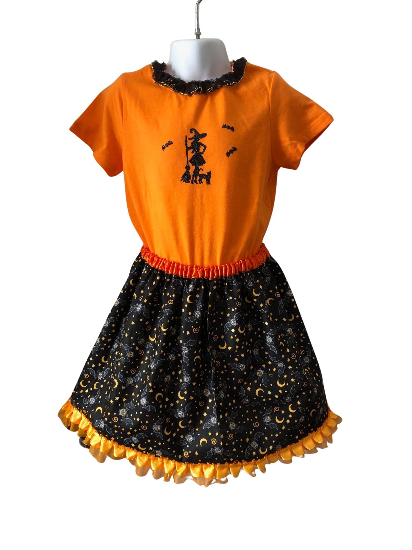 Halloween Bats, Witch, and Black Cat Costume, Girls Size 4