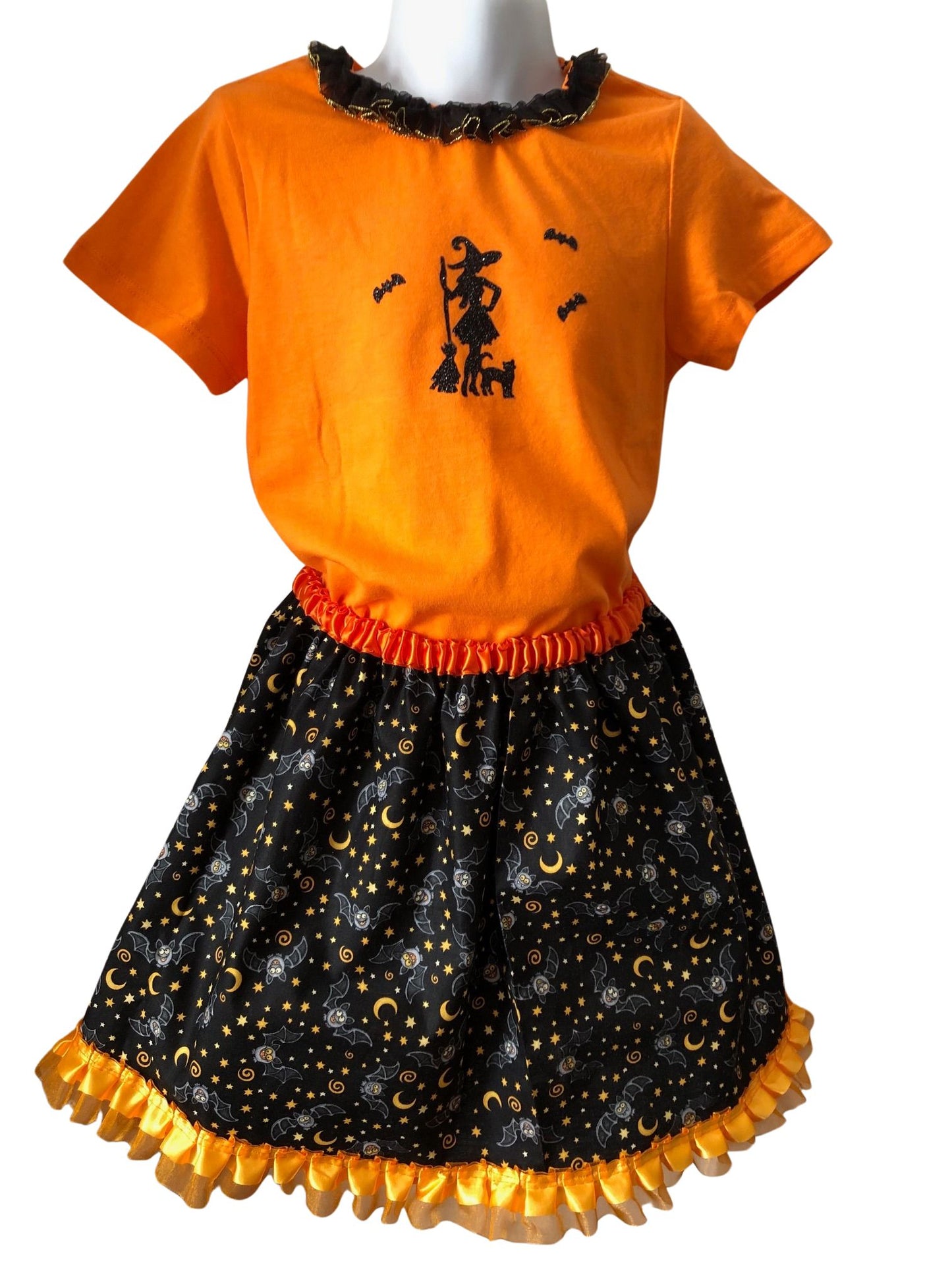 Halloween Bats, Witch, and Black Cat Costume, Girls Size 4