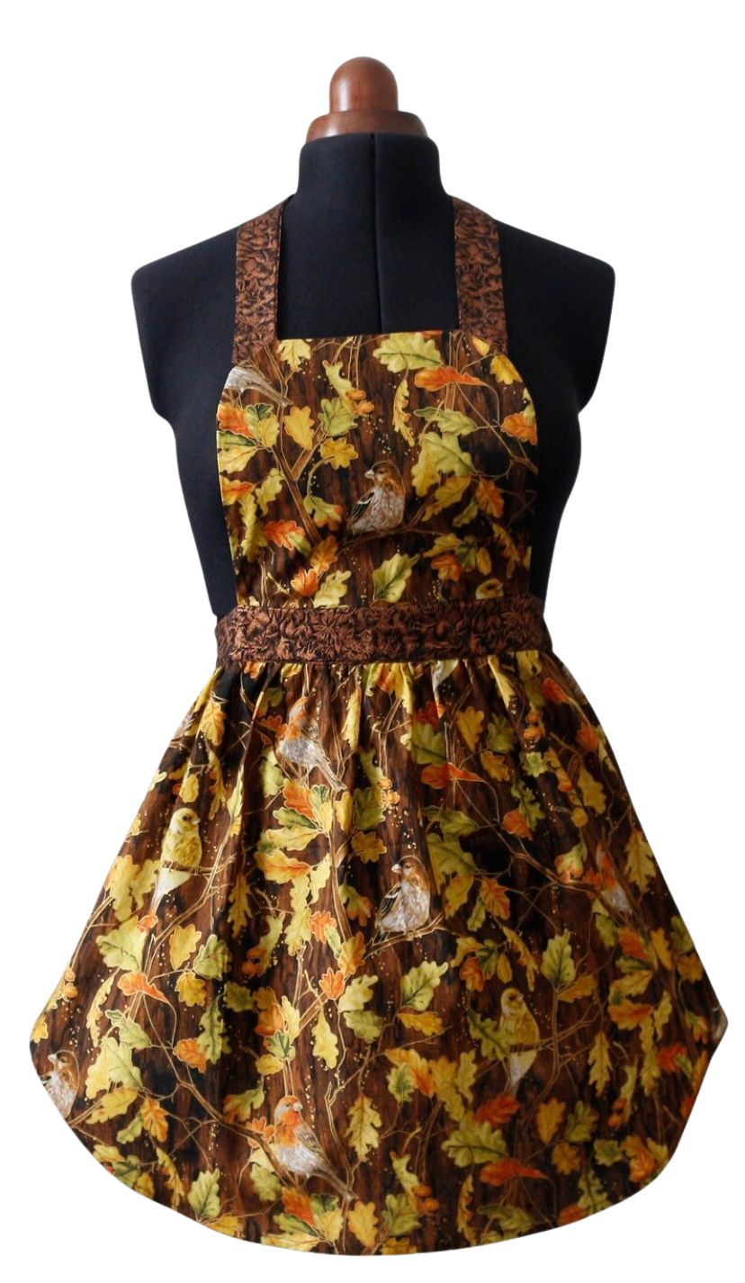 Fall Apron for Women, Autumn Apron for Women, Thanksgiving Apron, Apron with Birds