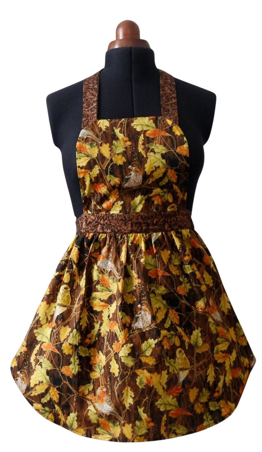 Fall Apron for Women, Autumn Apron for Women, Thanksgiving Apron, Apron with Birds