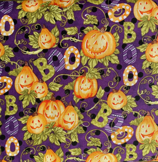 Springs Creative Halloween Happy Haunting Pattern, Jack-O-Lantern Pumpkins and Boo, Designer Cotton Fabric, Quilting Fabric, Sold by YARD