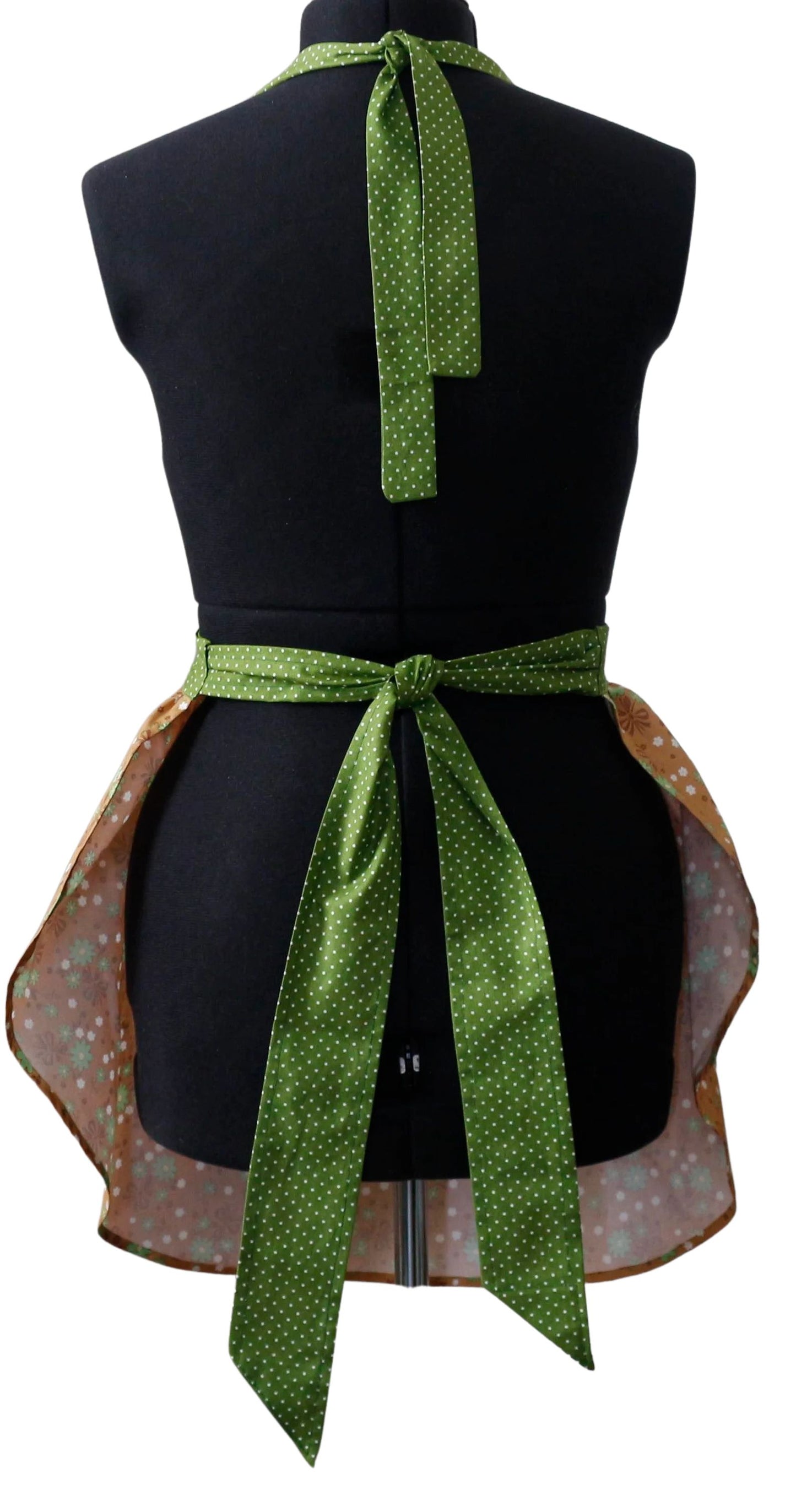 Apron for Women, Retro Apron for Women, Retro Floral Apron for Women, Flowers and Polka Dots Apron for Women