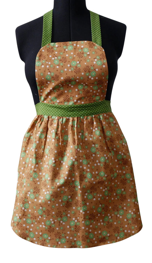 Apron for Women, Retro Apron for Women, Retro Floral Apron for Women, Flowers and Polka Dots Apron for Women
