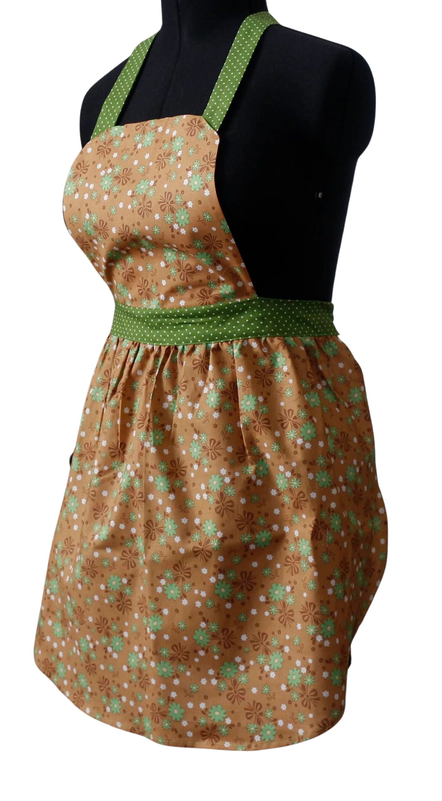 Apron for Women, Retro Apron for Women, Retro Floral Apron for Women, Flowers and Polka Dots Apron for Women
