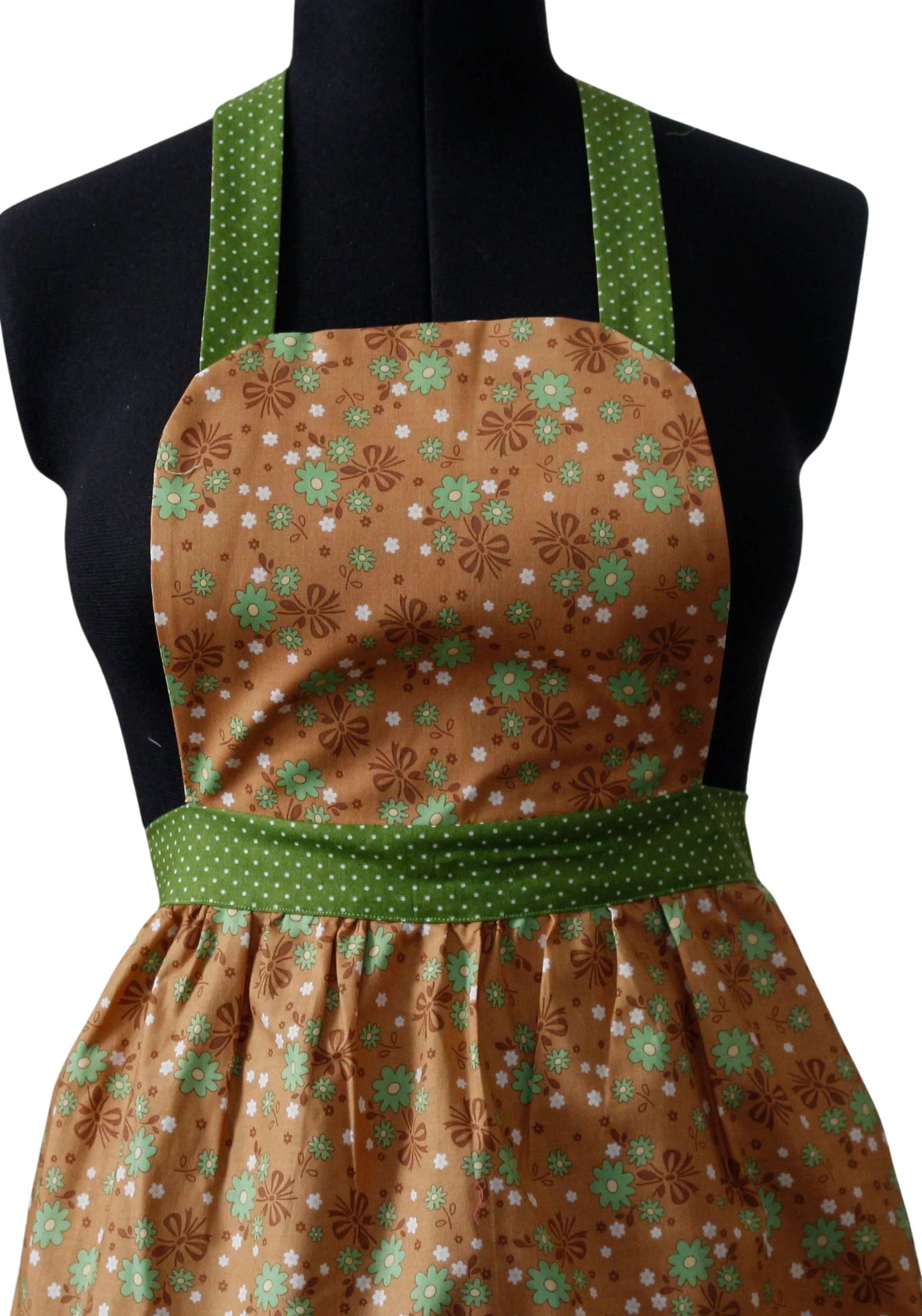 Apron for Women, Retro Apron for Women, Retro Floral Apron for Women, Flowers and Polka Dots Apron for Women