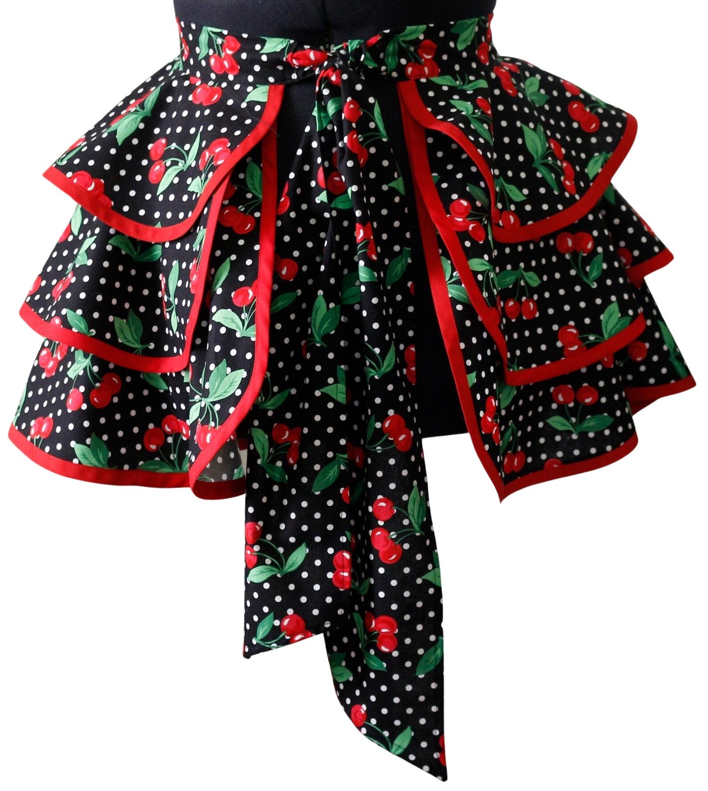 Petite Apron for Women, Retro Cherry and Polka Dots Apron for Women