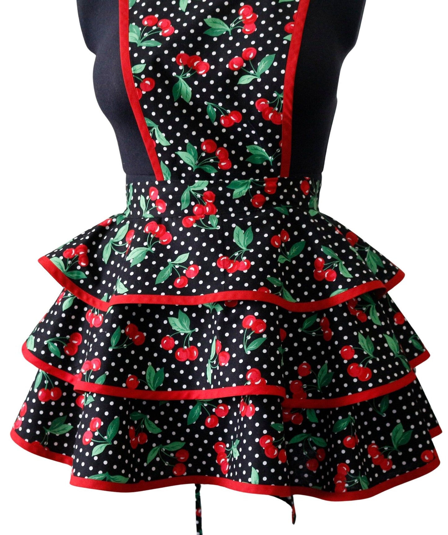 Petite Apron for Women, Retro Cherry and Polka Dots Apron for Women
