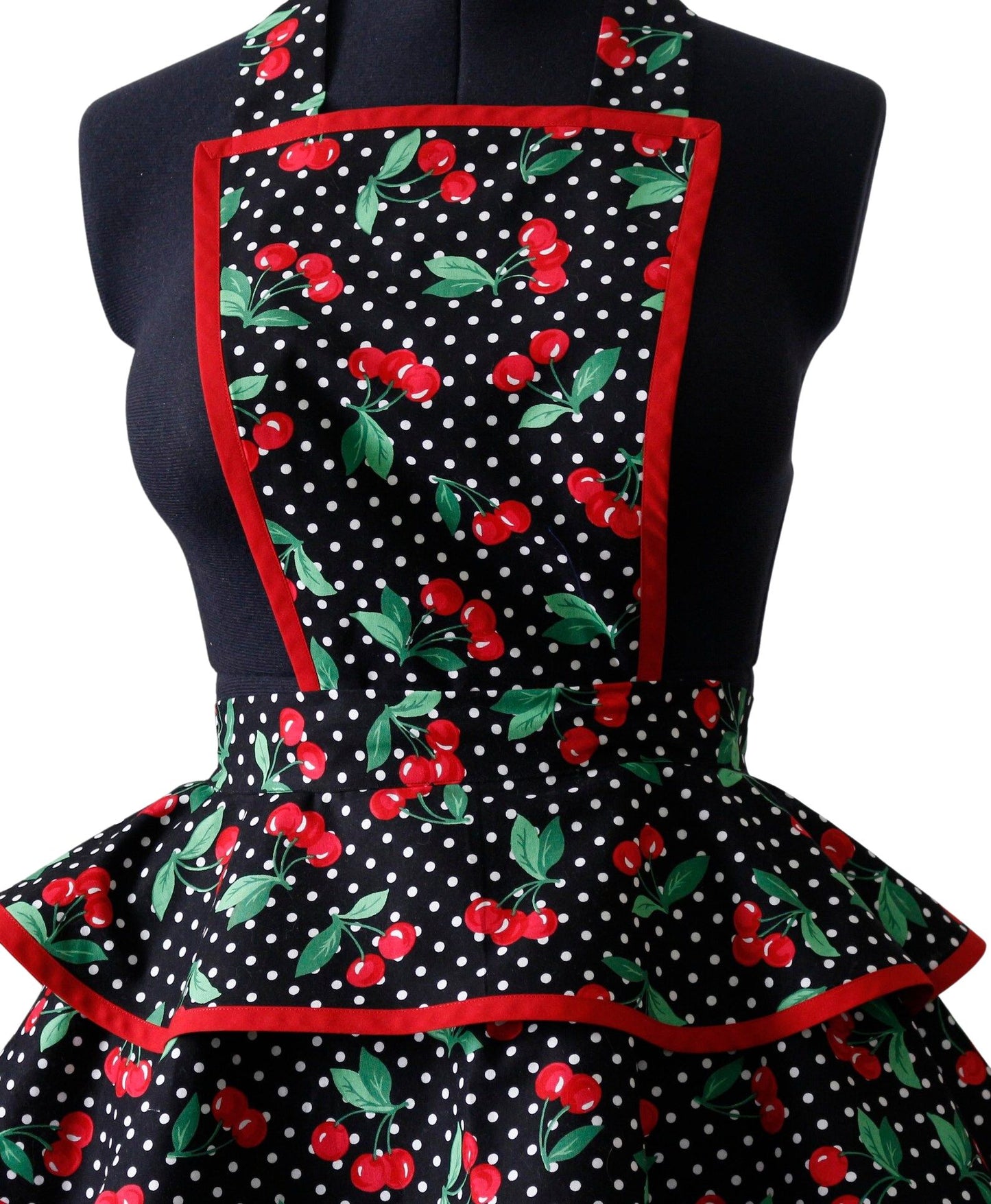Petite Apron for Women, Retro Cherry and Polka Dots Apron for Women