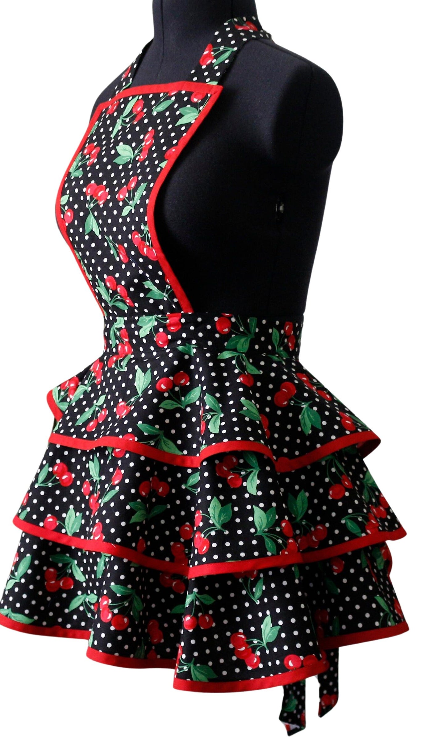 Petite Apron for Women, Retro Cherry and Polka Dots Apron for Women