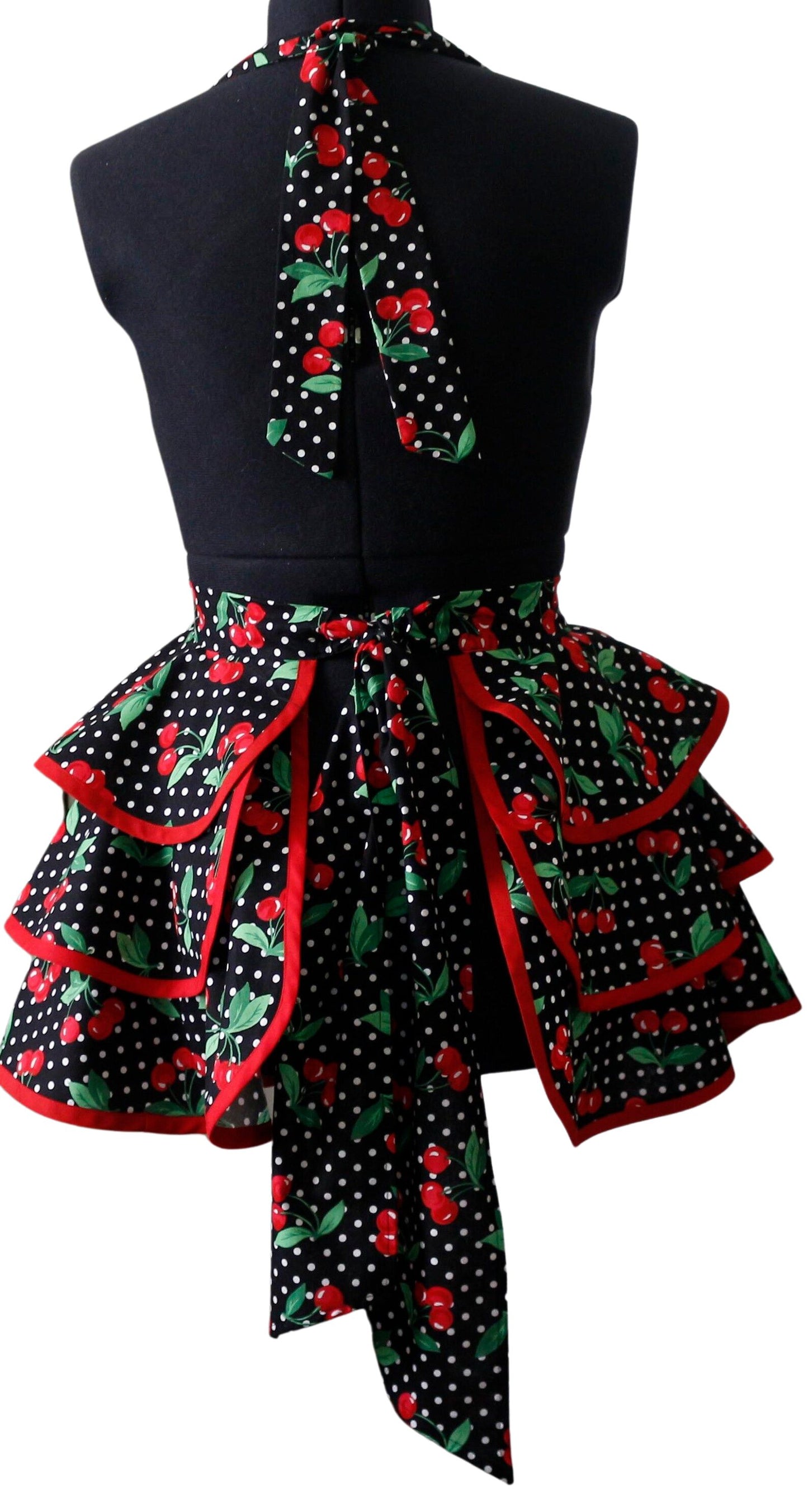 Petite Apron for Women, Retro Cherry and Polka Dots Apron for Women