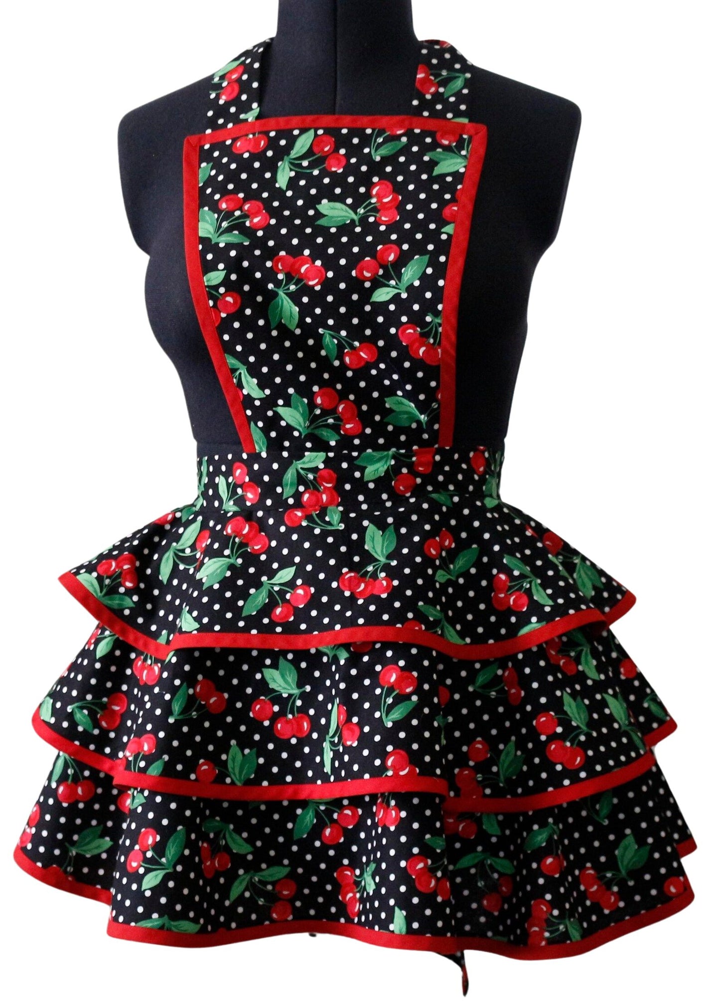 Petite Apron for Women, Retro Cherry and Polka Dots Apron for Women
