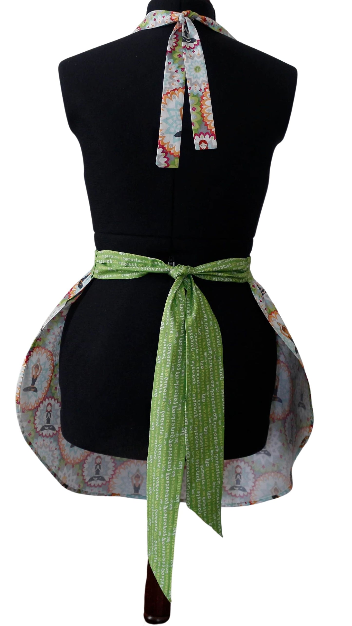 Apron for Women, Meditation Apron for Women, Namaste Om Green Belt Apron for Women