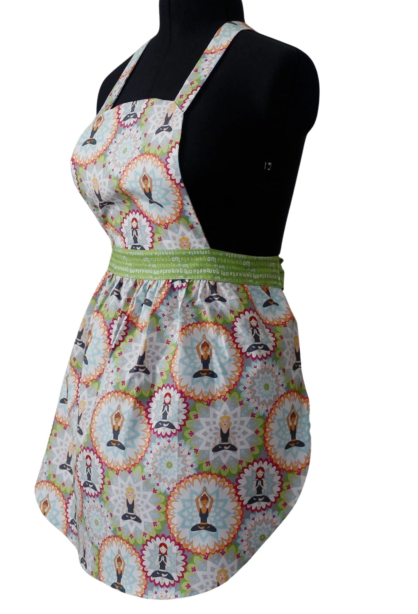 Apron for Women, Meditation Apron for Women, Namaste Om Green Belt Apron for Women