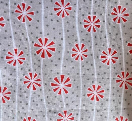 Benartex Contempo "Sparkle" by Amanda Murphy Gray, Red, and White Designer Cotton Fabric, Quilting Fabric, Sold by the YARD