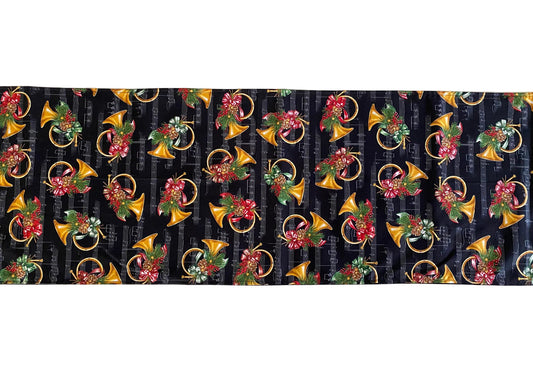 Christmas Table Runner, Christmas French Horn Table Runner, Christmas Music Table Runner