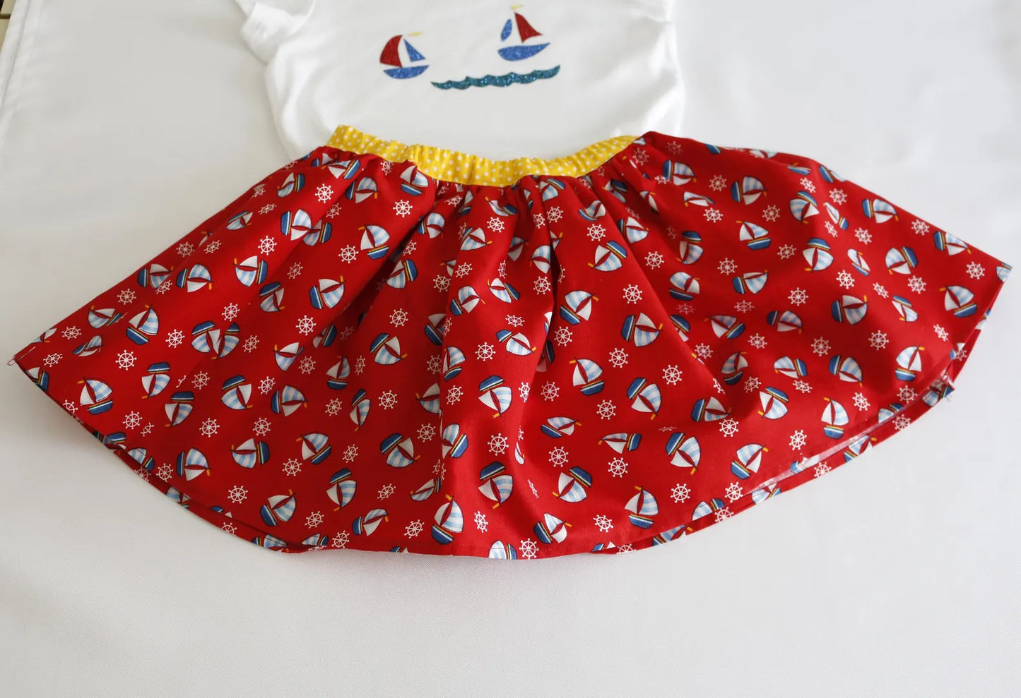 Girls Toddler Handmade Nautical Boat Outfit, Girls Bodysuit and Skirt- 24 Months, Girls Toddler Summer Clothing