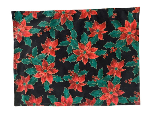 Set of 2 Christmas Placemats, Poinsettia Placemats, Christmas Tree Placemats, Reversible Placemats