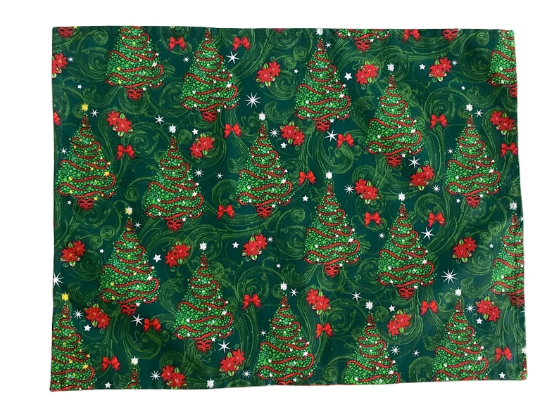 Set of 4 Christmas Placemats, Poinsettia Placemats, Christmas Tree Placemats, Reversible Placemats