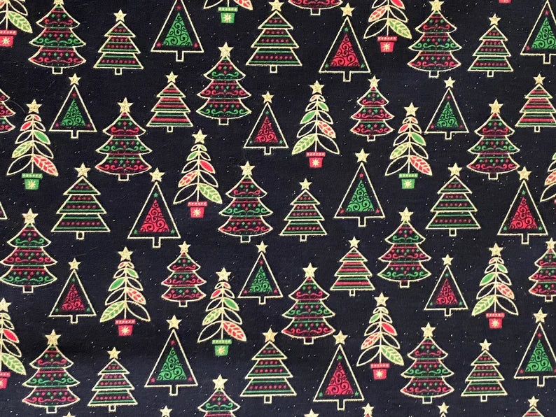 Christmas Tree Table Runner, Elegant Christmas Table Runner, Gold Christmas Tree Table Runner