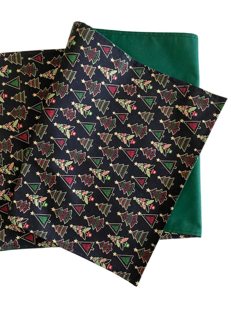 Christmas Tree Table Runner, Elegant Christmas Table Runner, Gold Christmas Tree Table Runner