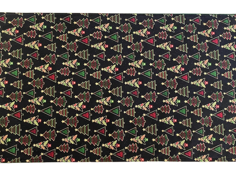 Christmas Tree Table Runner, Elegant Christmas Table Runner, Gold Christmas Tree Table Runner