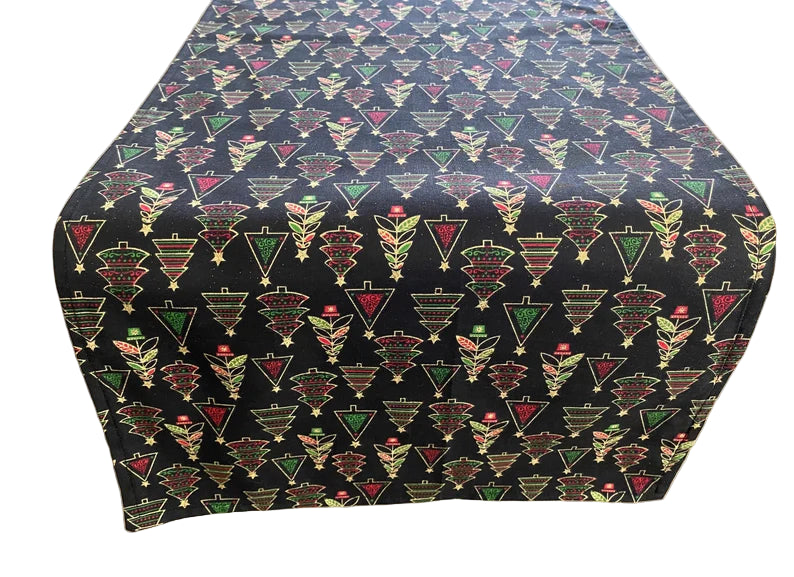Christmas Tree Table Runner, Elegant Christmas Table Runner, Gold Christmas Tree Table Runner
