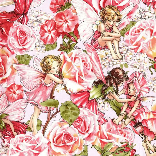 Michael Miller Sweet Garden Flower Fairies Rose by Cicely Mary Barker, 100% Cotton Fabric, Sold by Yard