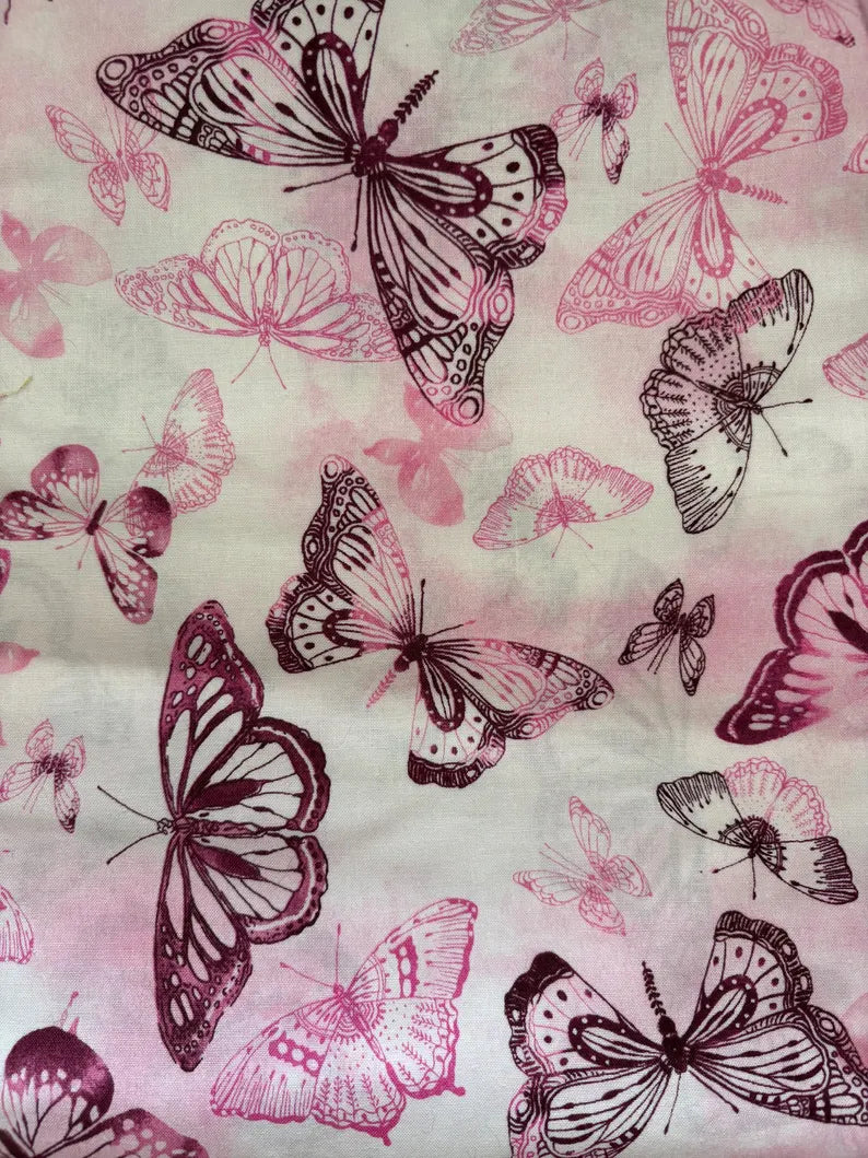 Jo-Ann Fabric Keepsake Calico Pink Butterflies, 100% Cotton Fabric, Sold By Yard
