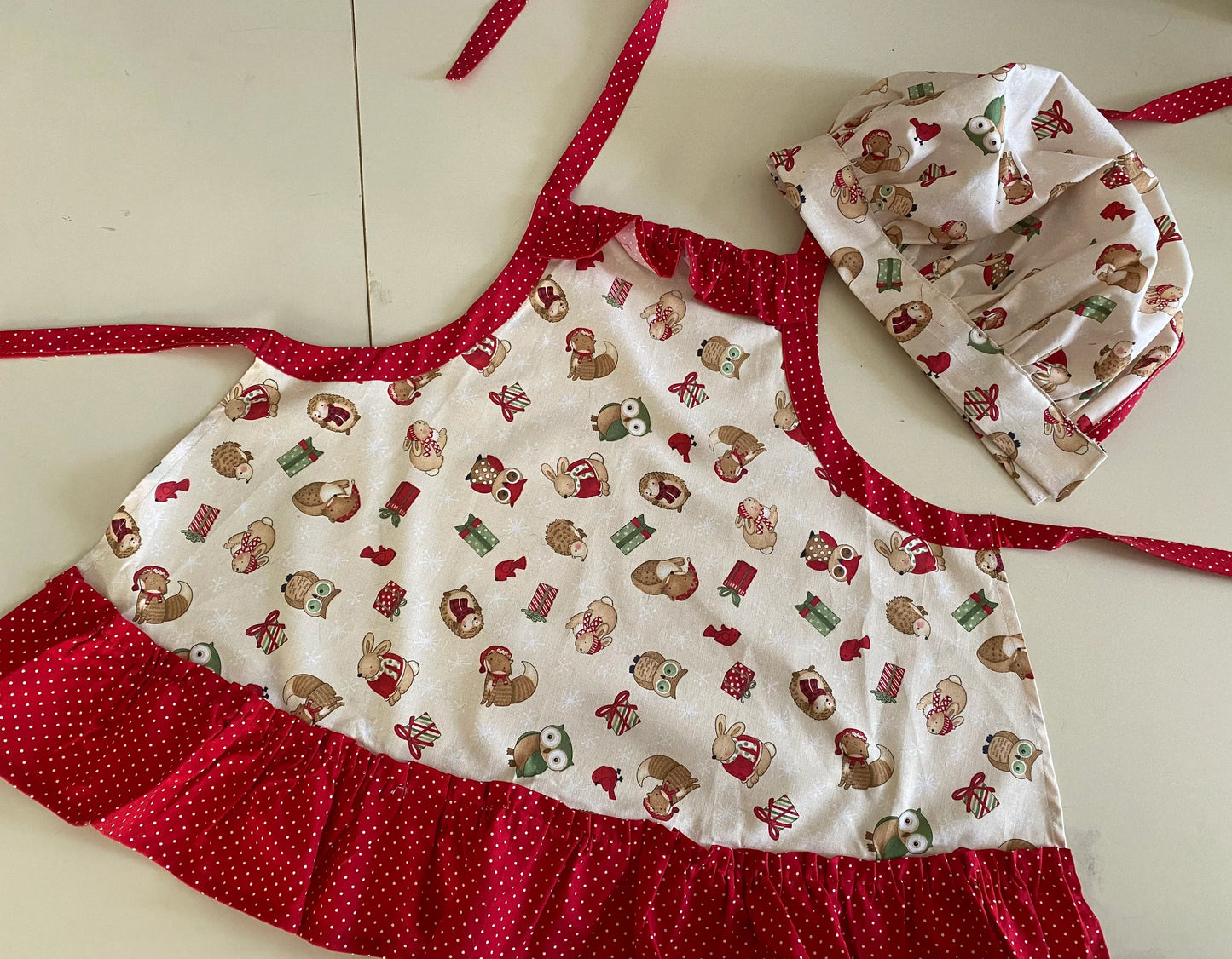 Christmas Baking Gift Set Child, Winter Woodland Animal Girls Apron And Chef Hat, Cupcakes