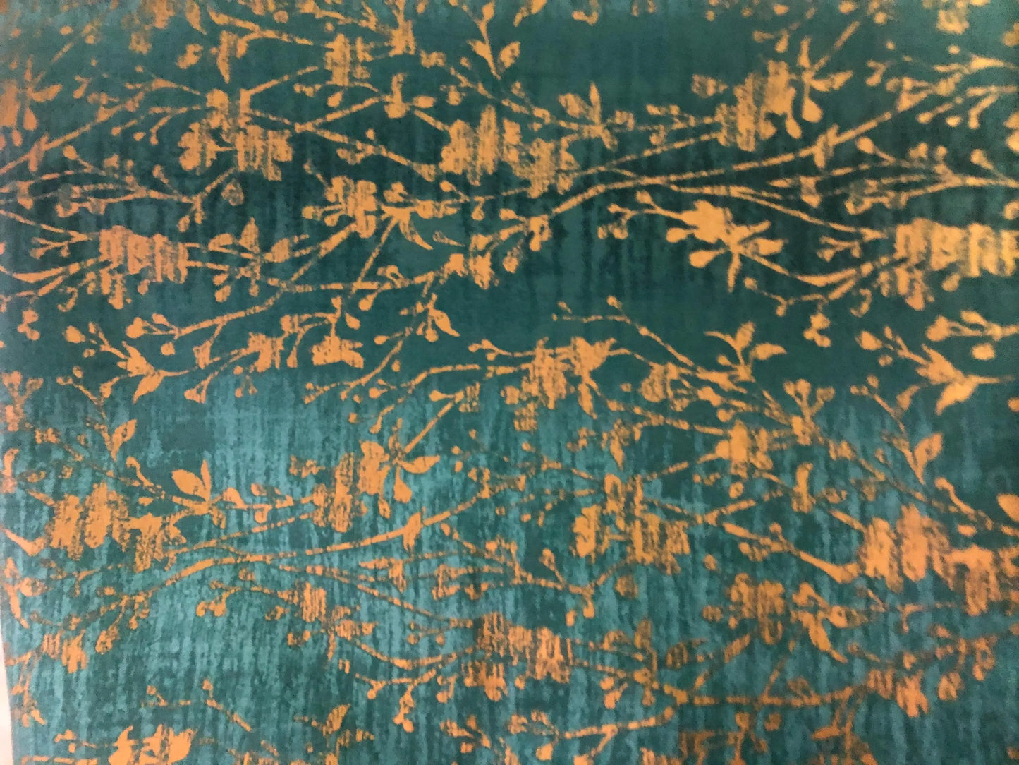 RJ Fabrics Shiny Objects Velvety Vines Turquoise Metallic by by Flaurie & Finch, Designer Cotton, Quilting Fabric, Sold by YARD