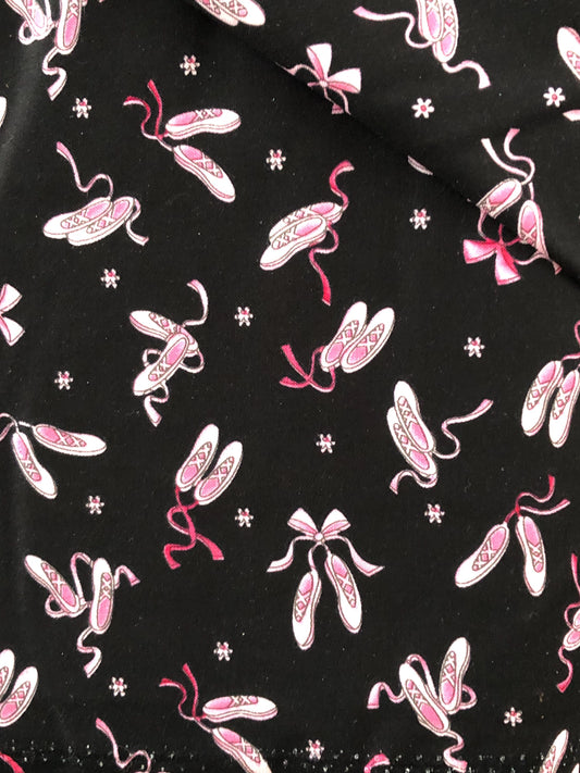 Studio E Pink Ballet Slippers on Black, Designer Cotton, Quilting Fabric, Sold by YARD