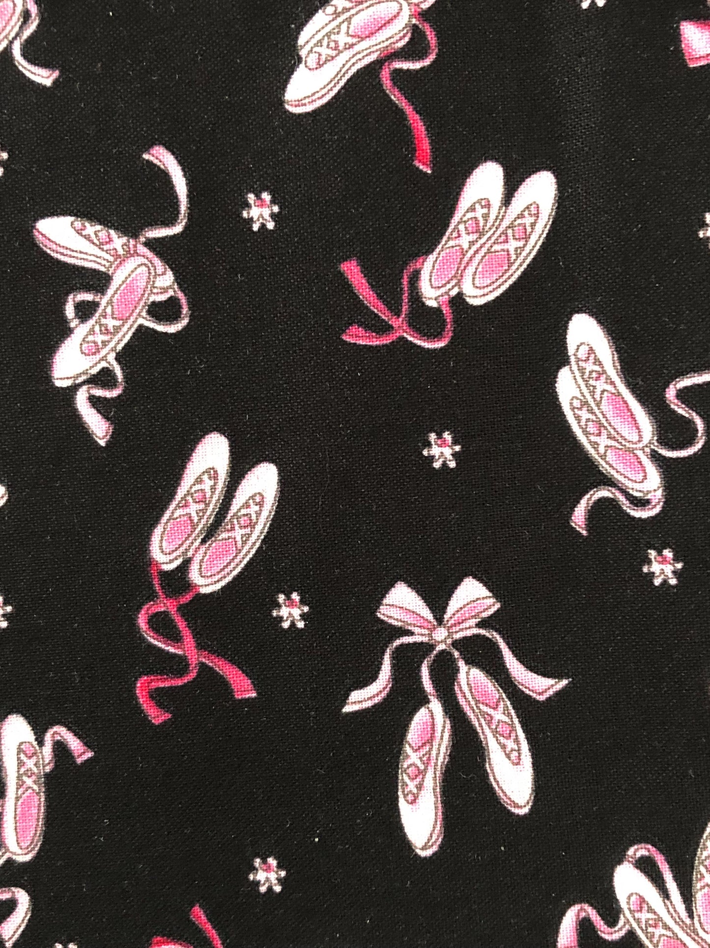 Studio E Pink Ballet Slippers on Black, Designer Cotton, Quilting Fabric, Sold by YARD