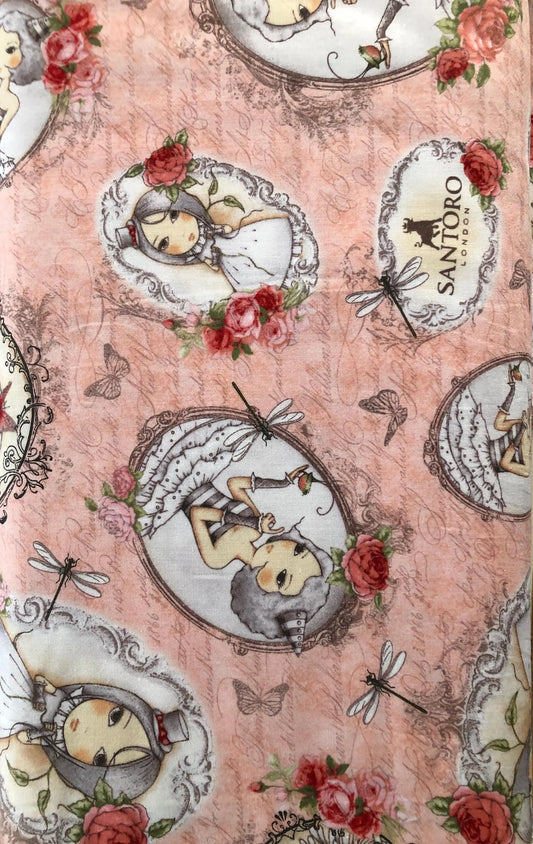 Quilting Treasures Cameo Girl La Vie En Rose Girls Santoro London, Designer Cotton, Quilting Fabric, Sold by YARD