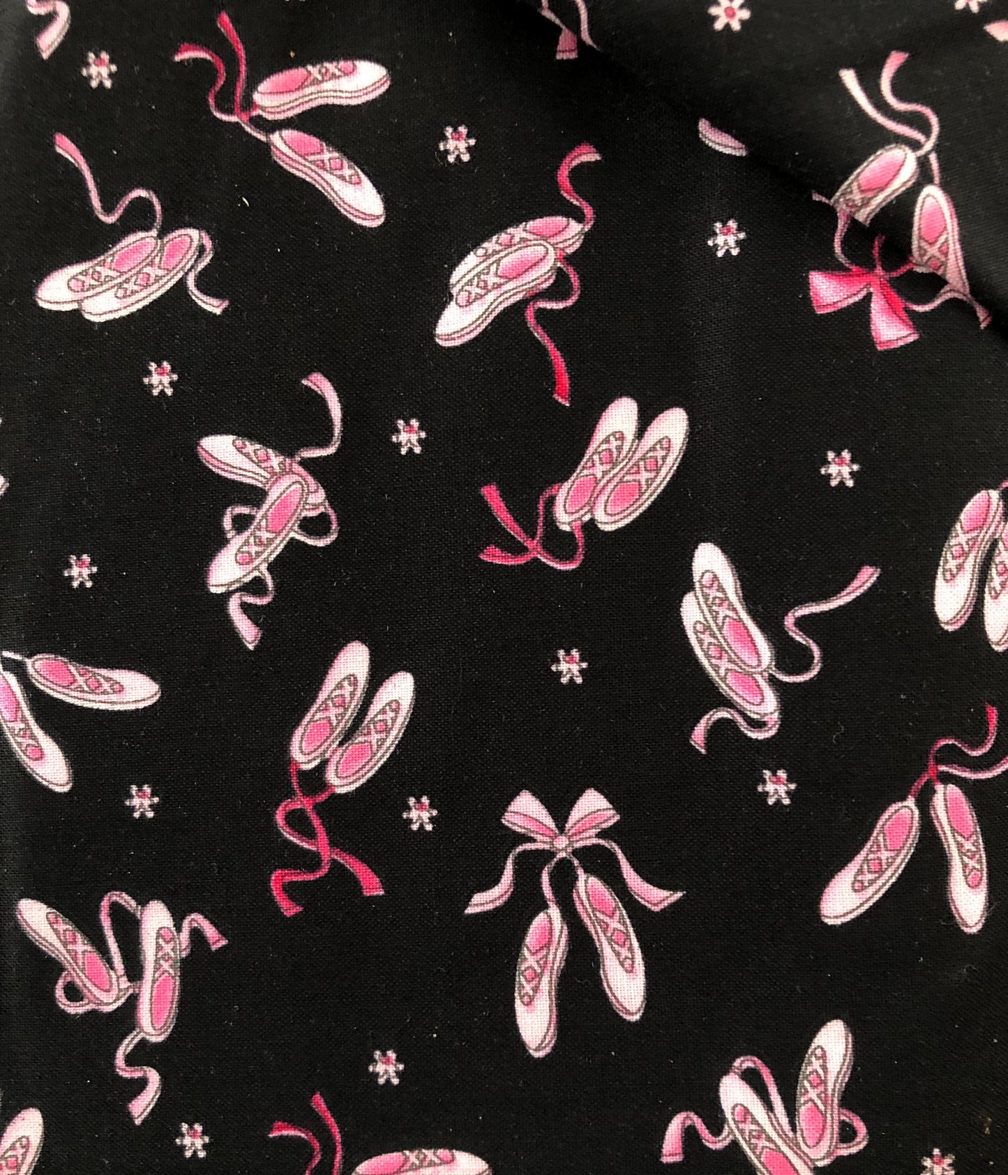 Studio E Pink Ballet Slippers on Black, Designer Cotton, Quilting Fabric, Sold by YARD
