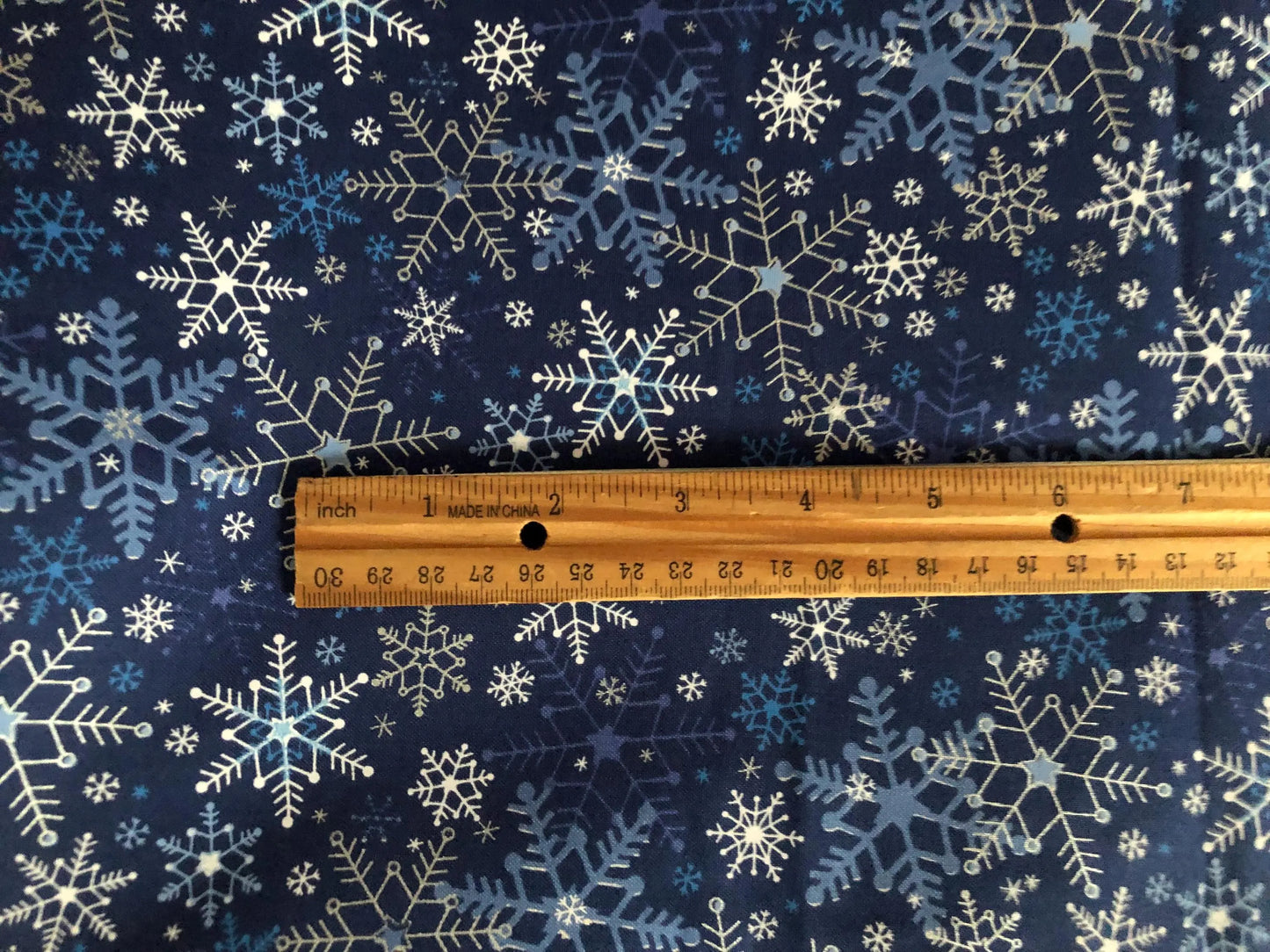 Fabri Quilt Seasons Greetings Winter Snowflakes Blue, Metallic Silver, Designer Cotton, Quilting Fabric, Sold by YARD