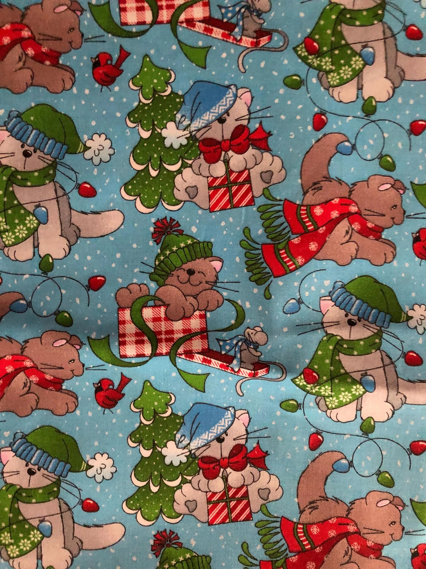 Fabric Traditions Patty Reed Designs Laurie Campbell La-Di-Draw Christmas Cats, Designer Cotton, Quilting Fabric, Sold by YARD