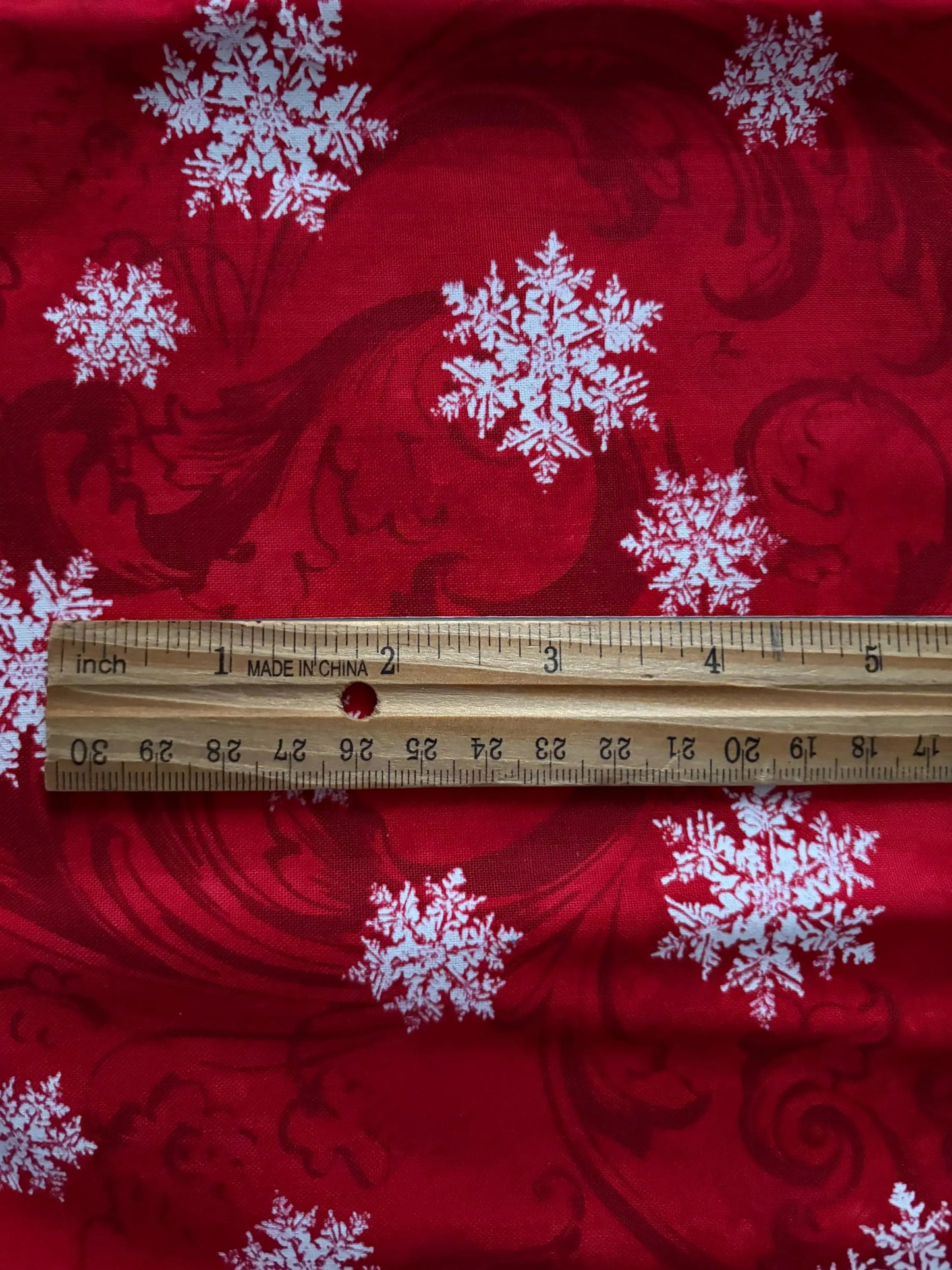 Benartex Kanvas Winter Story by Maria Kalinowski, Snowflakes on Red, Designer Cotton, Quilting Fabric, Sold by YARD