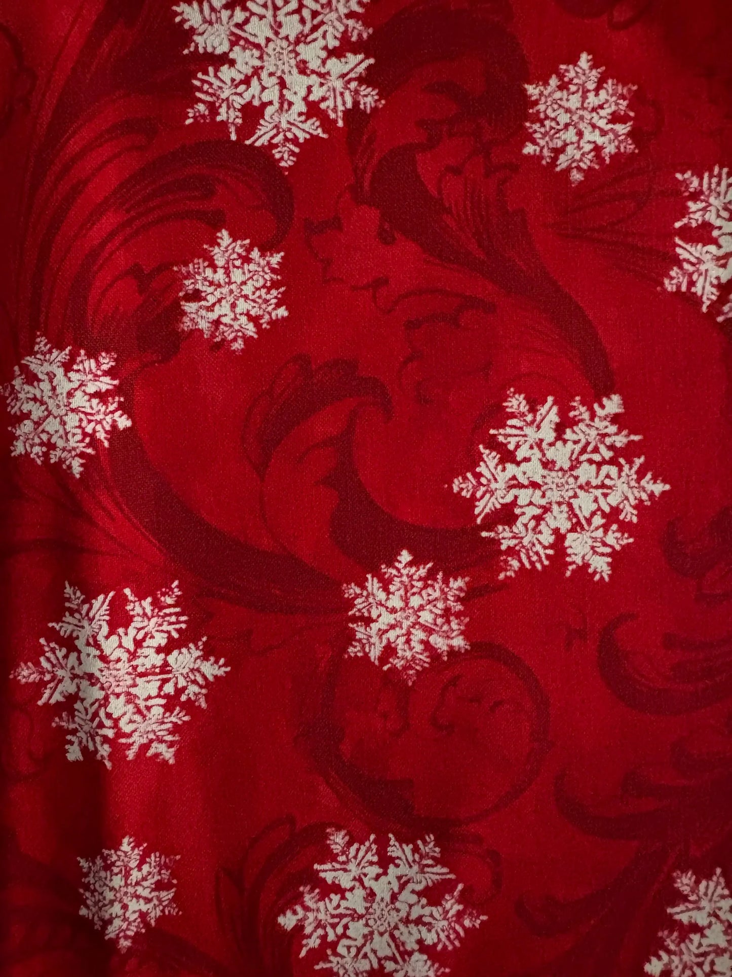 Benartex Kanvas Winter Story by Maria Kalinowski, Snowflakes on Red, Designer Cotton, Quilting Fabric, Sold by YARD