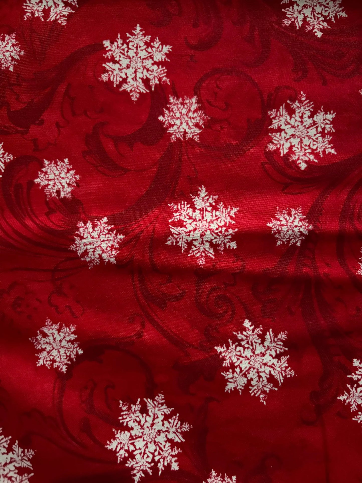 Benartex Kanvas Winter Story by Maria Kalinowski, Snowflakes on Red, Designer Cotton, Quilting Fabric, Sold by YARD
