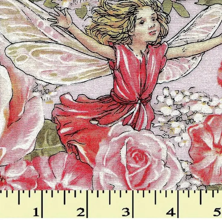 Michael Miller Sweet Garden Flower Fairies Rose by Cicely Mary Barker, 100% Cotton Fabric, Sold by Yard