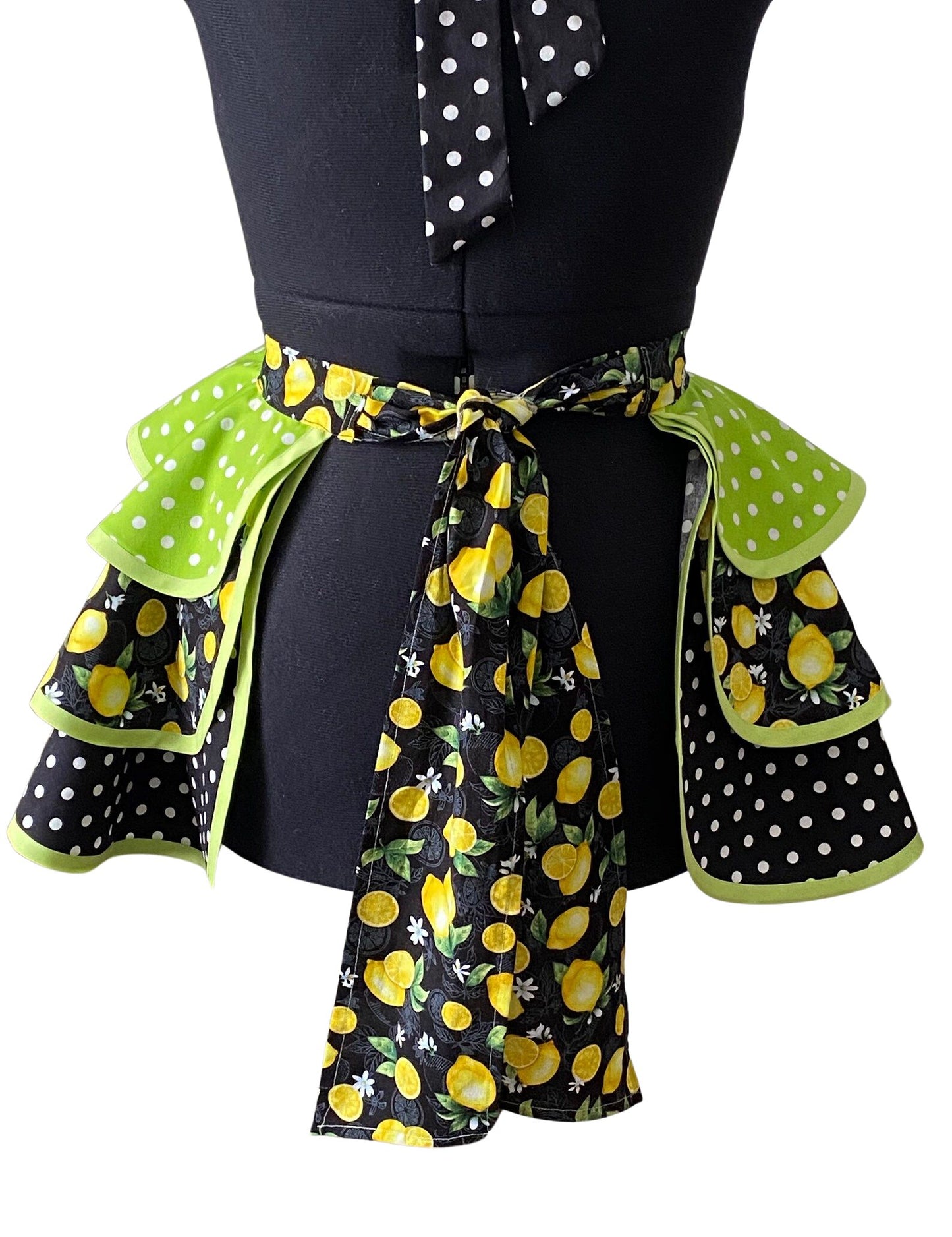 Petite Apron for Women, Retro Lemons and Polka Dots Apron for Women