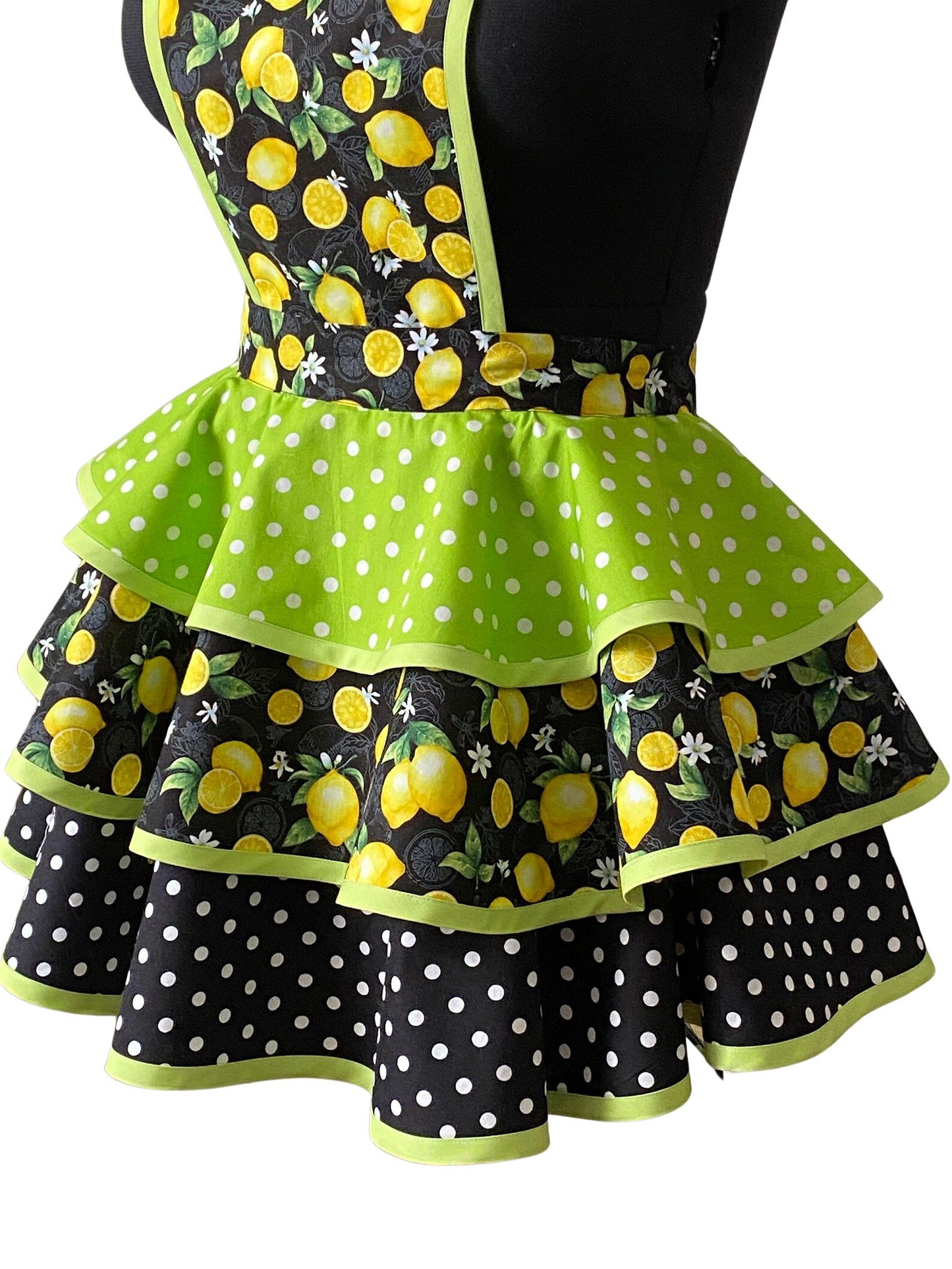 Petite Apron for Women, Retro Lemons and Polka Dots Apron for Women
