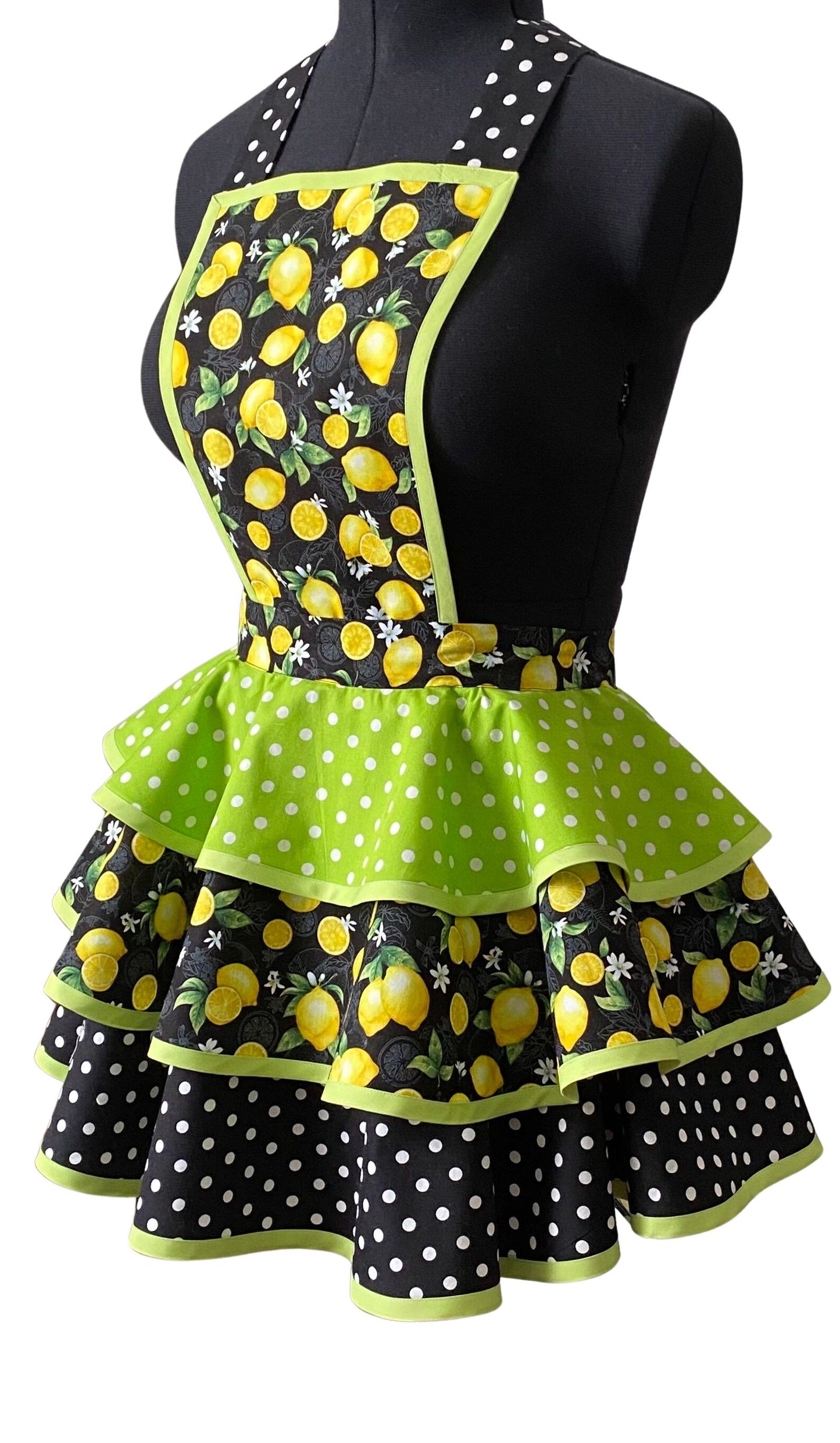 Petite Apron for Women, Retro Lemons and Polka Dots Apron for Women