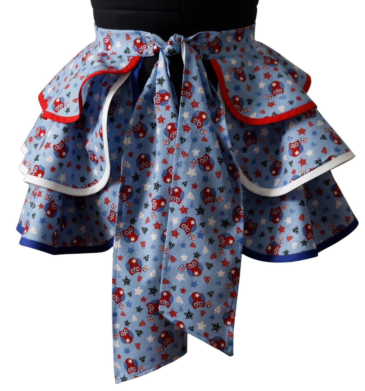 Petite Small Apron for Women, Independence Day Apron for Women, Patriotic Owl with American Flags Apron, 4th of July Apron, Cute Retro Owl Apron