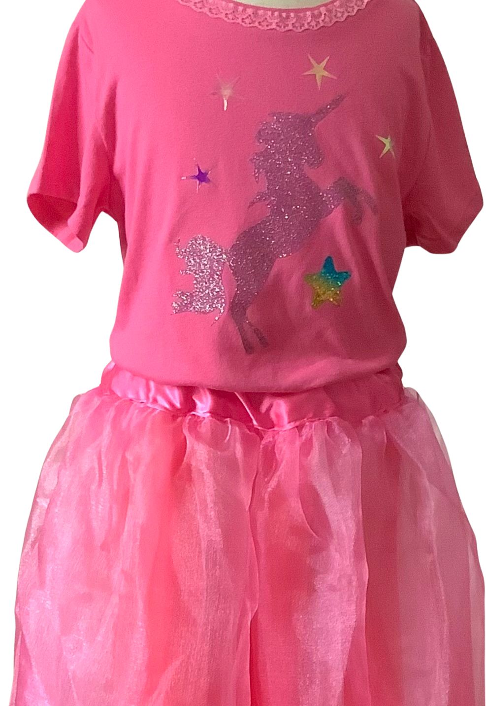 Pink Girls Unicorn Birhday Party Costume Size 7, Elegant Girls Unicorn Birthday Outfit, Unicorn T-Shirt, Girls Party Costume